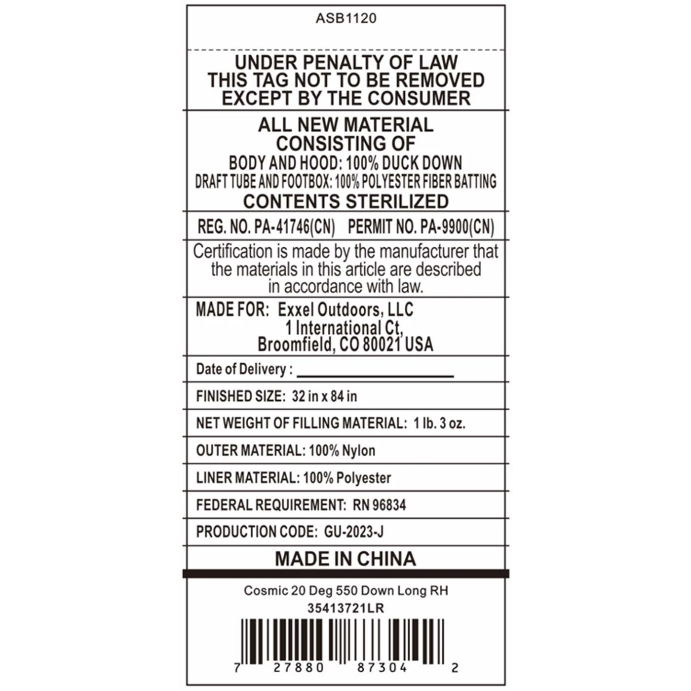 Kelty Cosmic 20 Deg 550 Down Sleeping Bag, Long Size, Right-Hand 8 Kelty Cosmic 20 Deg 550 Down Sleeping Bag, Long Size, Right-Hand - Image 6