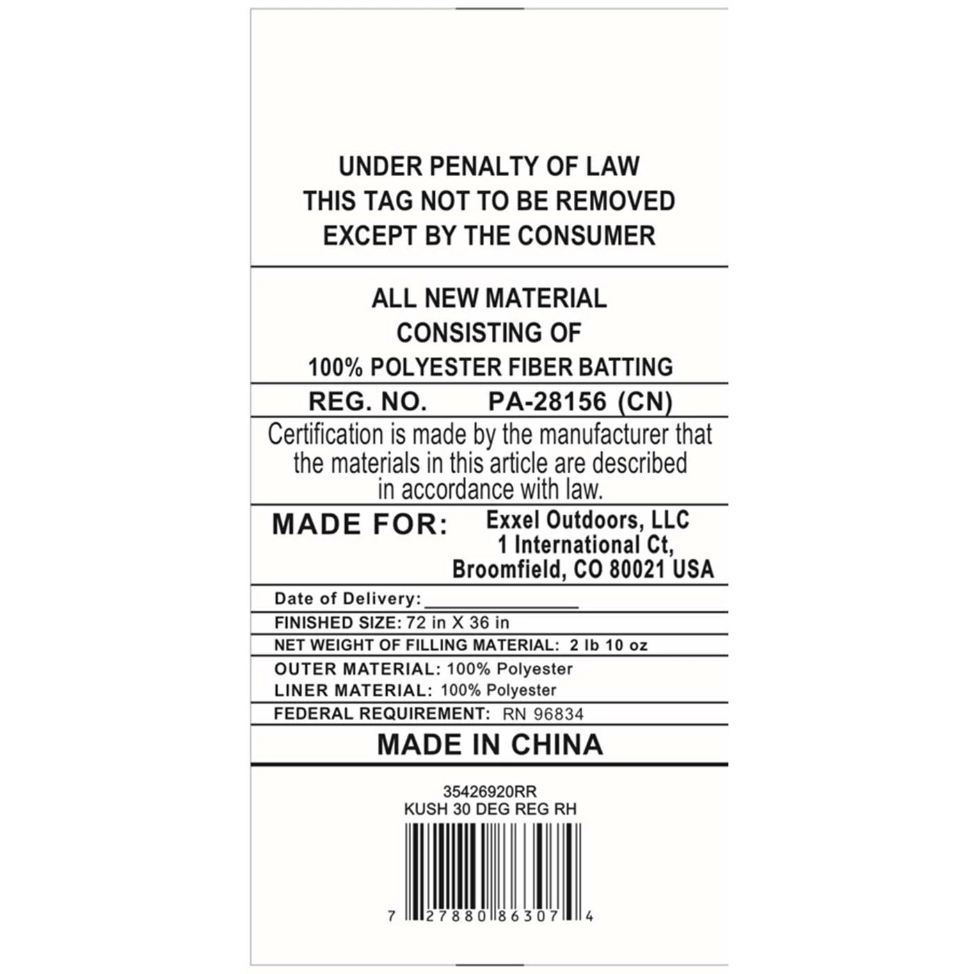 Kelty Kush 30 Deg Sleeping Bag, Regular Size, Right-Hand 7 Kelty Kush 30 Deg Sleeping Bag, Regular Size, Right-Hand - Image 5